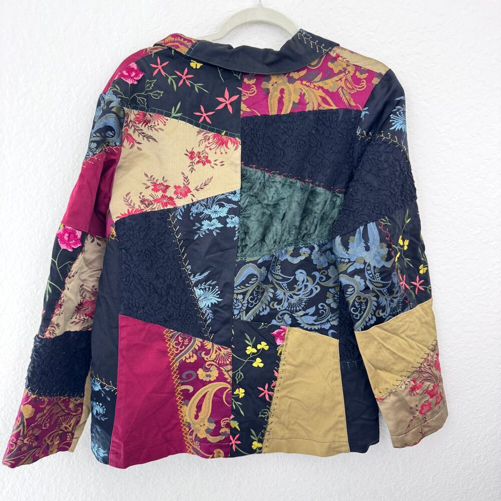 Susan Bristol Women Vintage Jacket Size L Velvet Embroidered Floral Boho Cottage - Picture 3 of 9
